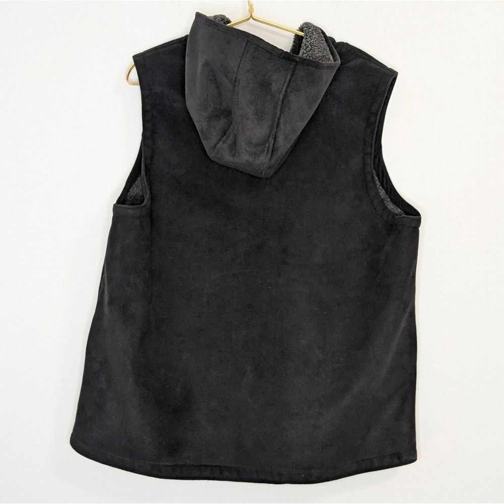 Lauren Ralph Lauren Black Fleece Hooded Vest Zip Up Sherpa Lined Winter Warm 1X